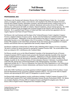 CV for Neil Broom Expert Witness in Computer Forensics Investigations in Illinois
